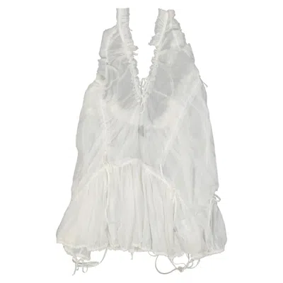 Dsquared2 Mesh Silk Mini Dress In White