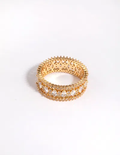 Lovisa Gold Plated Ring With Cubic Zirconia In Gold