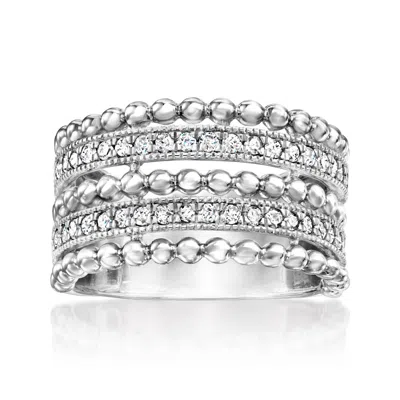 Ross-simons Diamond Beaded Multi-row Ring In Sterling Silver In White