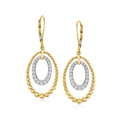 Ross-simons Diamond Double-oval Beaded Drop Earrings In 18kt Gold Over Sterling In Multi