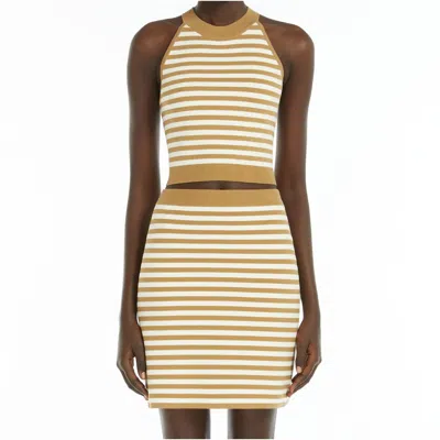 Max Mara Tenna Striped Halterneck Top In Neutral