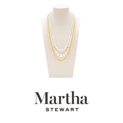 Martha Stewart Traditional Three Strand Pearl Necklace In Gold In Gold