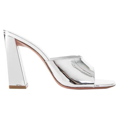 Amina Muaddi Brigitte 95 Mirror Mules In Silver
