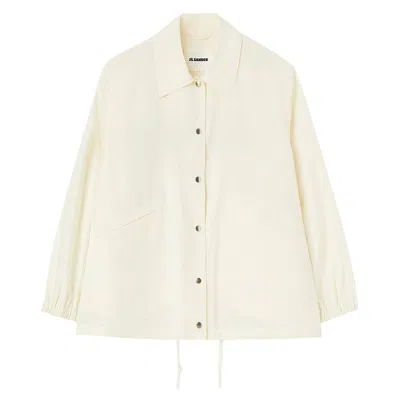 Jil Sander Cotton Jacket With Drawstring Hem In White