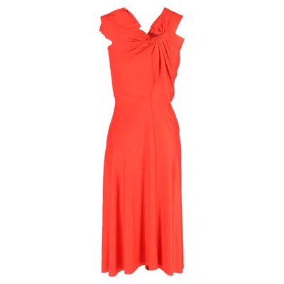 Victoria Beckham Draped Cap-sleeve Asymmetric Dress In Red Polyester In Red