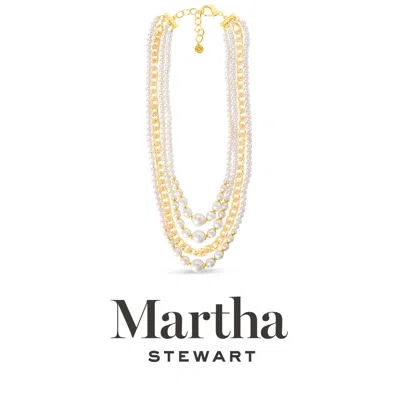 Martha Stewart Four Strand Pearl And Chain Necklace In Gold In Gold