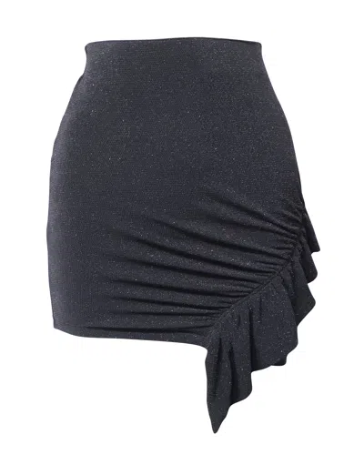 Iro Zilka Metallic Stretch-knit Mini Skirt In Black Nylon In Blue