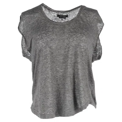 Isabel Marant Draped T-shirt In Grey Linen In Gray