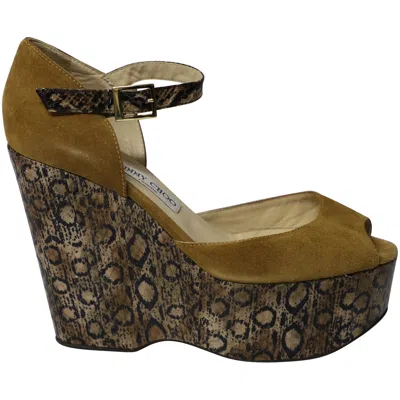 Jimmy Choo Folly Platform Wedge In Multicolor Suede In Multi