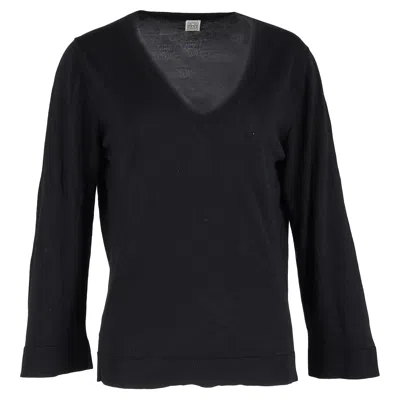 Totême V-neck Long-sleeved Jumper In Black