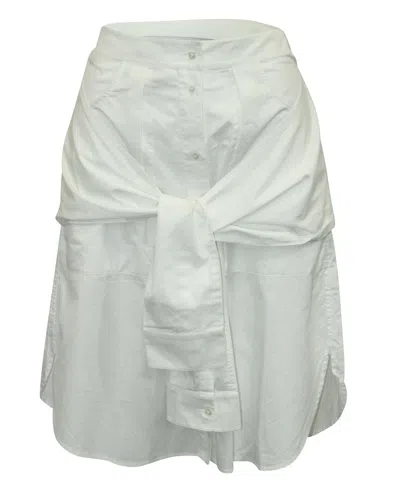 Alexander Wang T T By Alexander Wang Shirt Sleeve Tie Button Skirt In White Cotton In Gray
