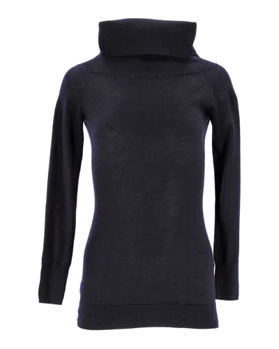 Iris & Ink Turtleneck Sweater In Navy Blue Wool In Blue