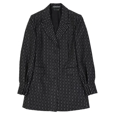 Alberta Ferretti Wool Long Jacket In Black