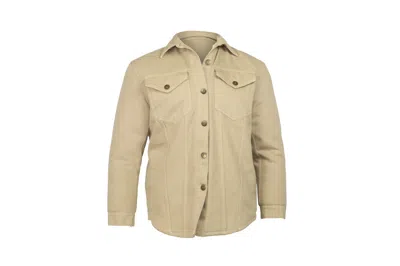 Nanushka Lined Faux Shearling Jacket In Beige Cotton In Gold