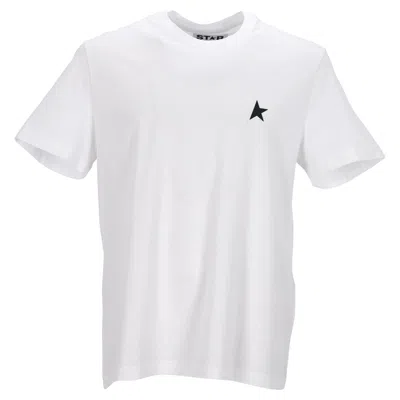 Golden Goose White T-shirt With Contrasting Green Logo And Star In Gray