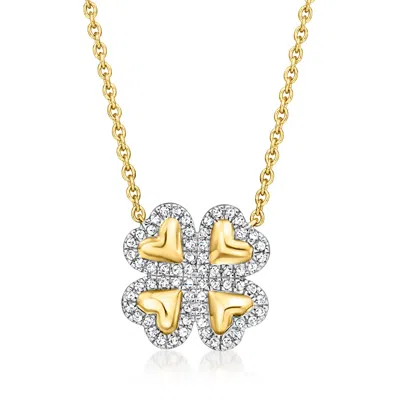 Ross-simons Diamond Clover Necklace In 18kt Gold Over Sterling In Multi