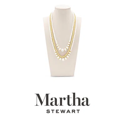 Martha Stewart Traditional Three Strand Pearl And Ball Necklace In Gold In Gold