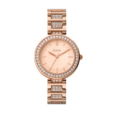 Fossil Women's Karli Three-hand, Rose Gold-tone Alloy Watch In Multi