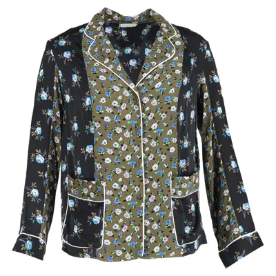 Sandro Noisette Floral-printed Blouse In Multicolor Viscose In Green