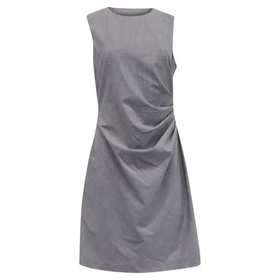 Theory Gathered Sheath Dress In Grey Virgin Wool In Gray