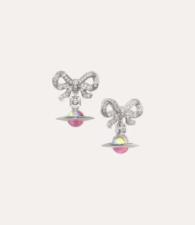 Vivienne Westwood Octavie Earrings Platinum-white-pink-ab-cz Platinum-white-pink-ab-cz Women In Metallic
