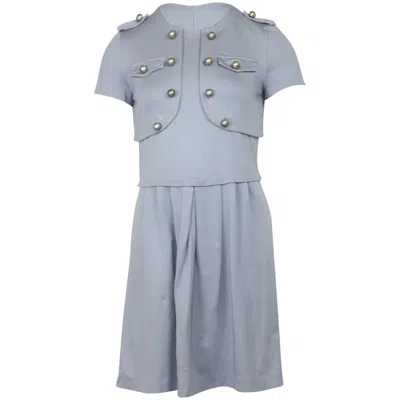 Moschino Cheap And Chic Moschino Button-detailed Knee Length Dress In Grey Nylon In Blue