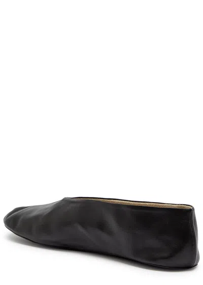 The Row Stella Slipper Leather Ballerinas In Black