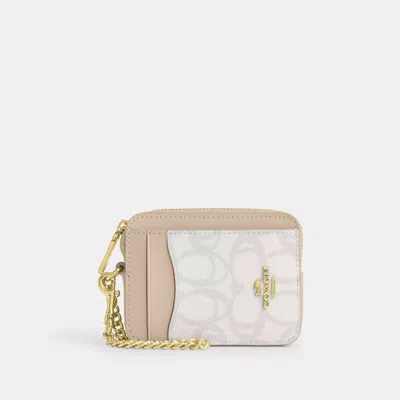 Coach Outlet Zip Card Case In Sketch Signature Canvas In Sand