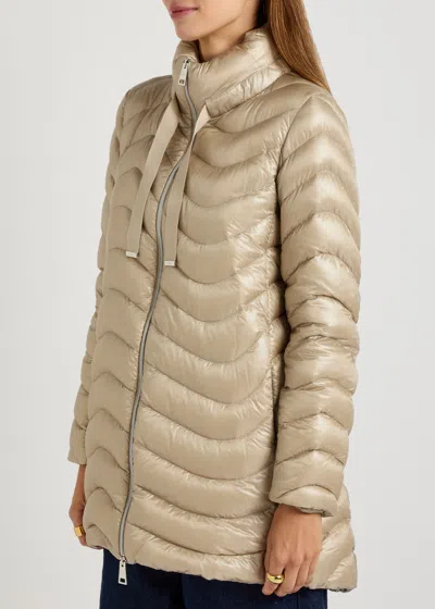 Herno Quilted Glossed Shell Jacket In Neutral