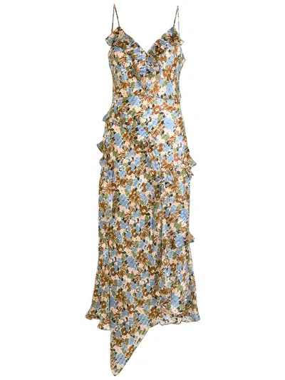 Veronica Beard Avenal Floral-print Silk Midi Dress In Multi