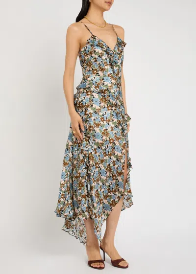 Veronica Beard Avenal Floral-print Silk Midi Dress In Multi