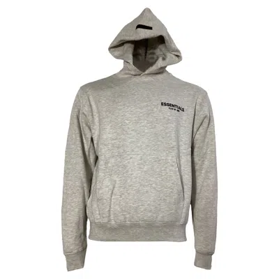 Fear Of God Essentials Logo Hoodie In Grey Cotton In Gray
