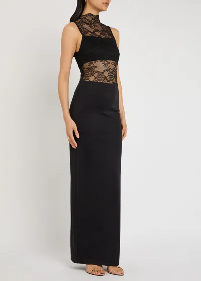 Alice And Olivia Nichol Sleeveeless Lace Maxi Dress In Black