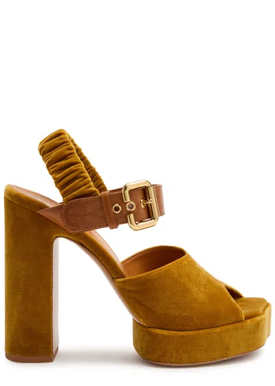 Chloé Chloe' Women Aria Velvet Sandals In Gold