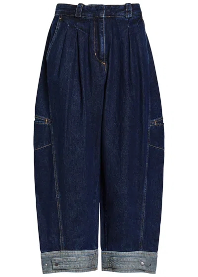 3.1 Phillip Lim Curved Wide Leg Cropped Pants Dark Indigo In Blue