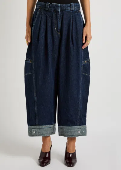 3.1 Phillip Lim Curved Wide Leg Cropped Pants Dark Indigo In Blue