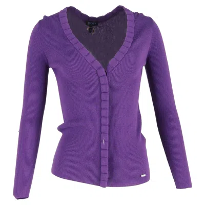 Escada Ribbed-knit Cardigan In Purple Viscose In Purple
