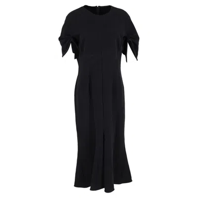 Marni Gathered French Midi Dress In Black Cotton In Black