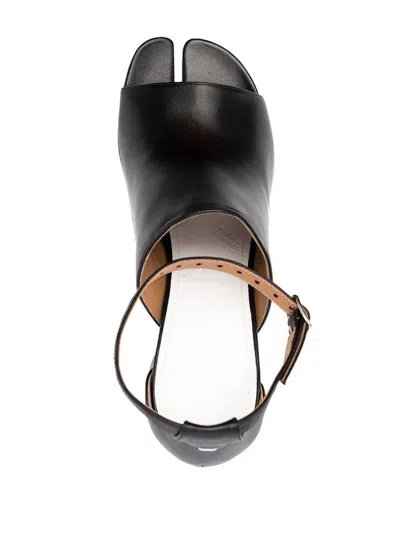 Maison Margiela Tabi Leather Sandals Shoes In Black