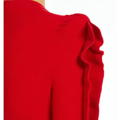 Max Mara Womens Red Genero Frilled-panels Knitted Jumper In Red