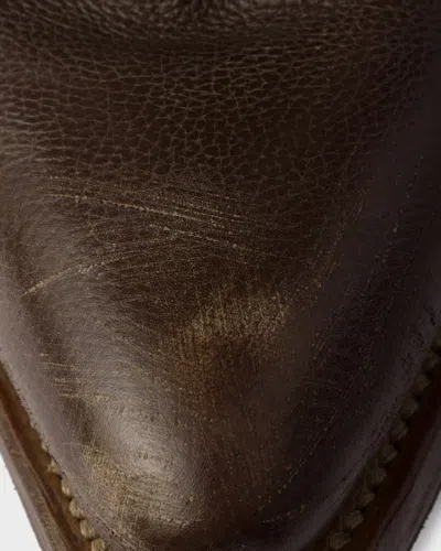 Prada Leather Boots In Brown