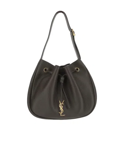 Saint Laurent Paris Vii Small Ysl Hobo Bag In Grained Deer Leather In Brown