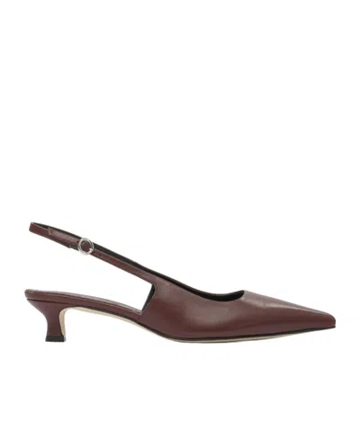 Aeyde Buckle Detail Kitten Heel Pointed Toe Pumps In Burgundy