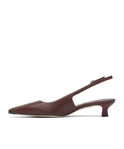 Aeyde Buckle Detail Kitten Heel Pointed Toe Pumps In Burgundy