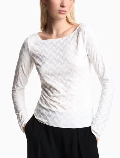 Emporio Armani Check-effect Knit Front And Back Viscose Jumper In White