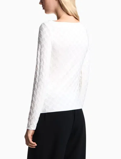 Emporio Armani Check-effect Knit Front And Back Viscose Jumper In White