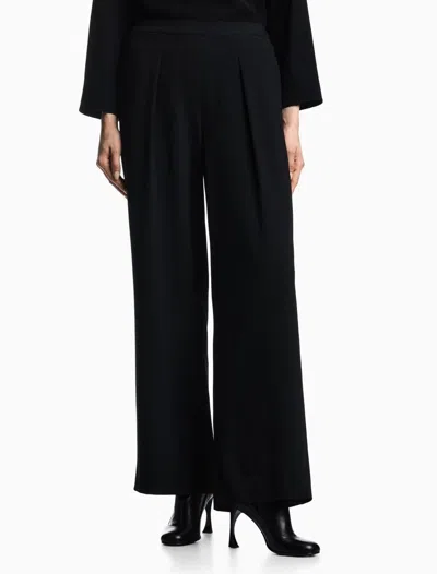Emporio Armani Shimmery Wide Leg Trousers In Black