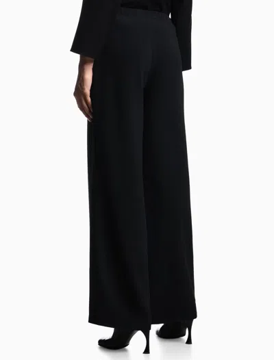 Emporio Armani Shimmery Wide Leg Trousers In Black