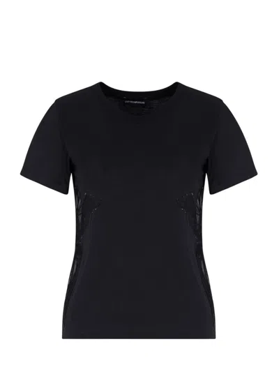Emporio Armani Cotton Logo Graphic Print T-shirt In Black