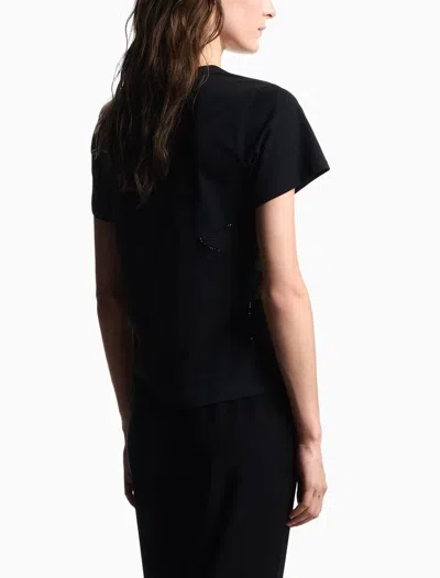 Emporio Armani Cotton Logo Graphic Print T-shirt In Black